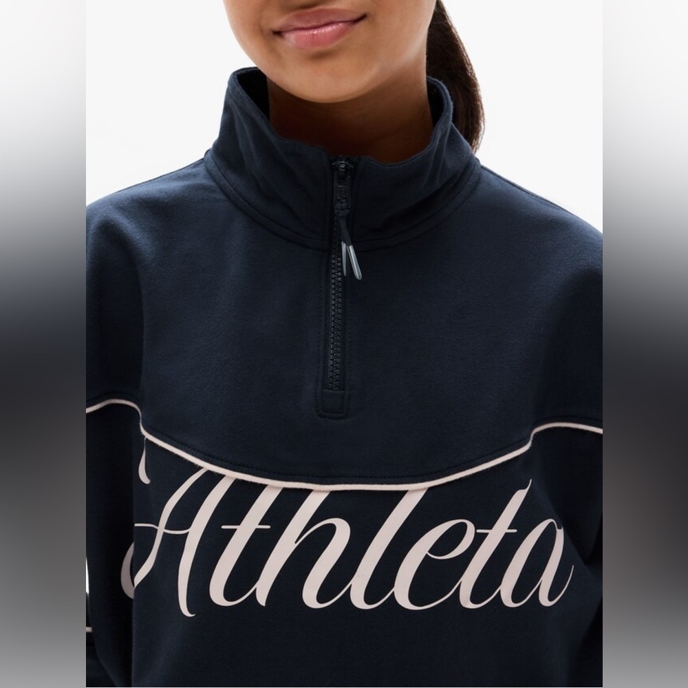 NWT Athleta Girl School Vibes 1/4 Zip Eclipse Sweatshirt Size XL/14. - Picture 4 of 8
